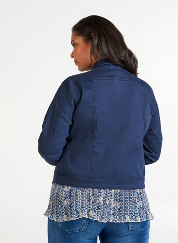 Veste en jean courte et colorée, Navy, Model image number 1
