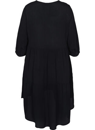 Viscose jurk met 3/4 mouwen en a-lijn, Black, Packshot image number 1