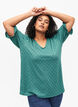 Blouse met V-hals en gaatjespatroon, Sea Pine, Model image number 0