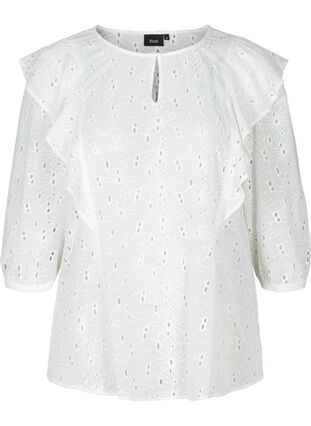 Blouse met broderie anglaise, Snow White, Packshot image number 0