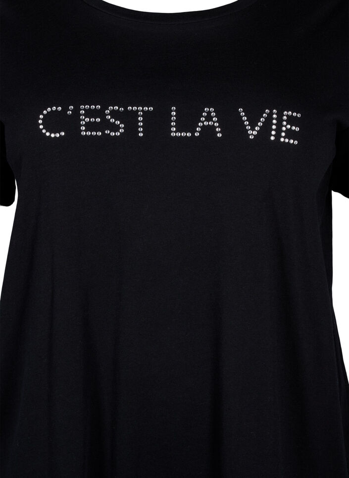 T-shirt met stras, Black W. Rhinestones, Packshot image number 2