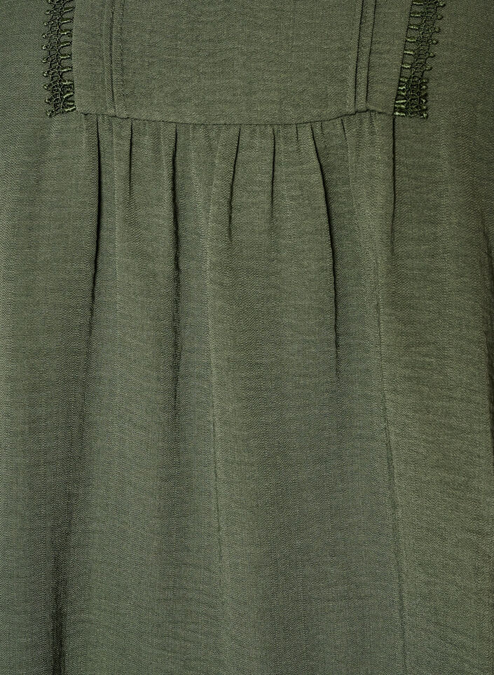 Blouse met V-hals en gehaakte sierband, Groen, Packshot image number 2