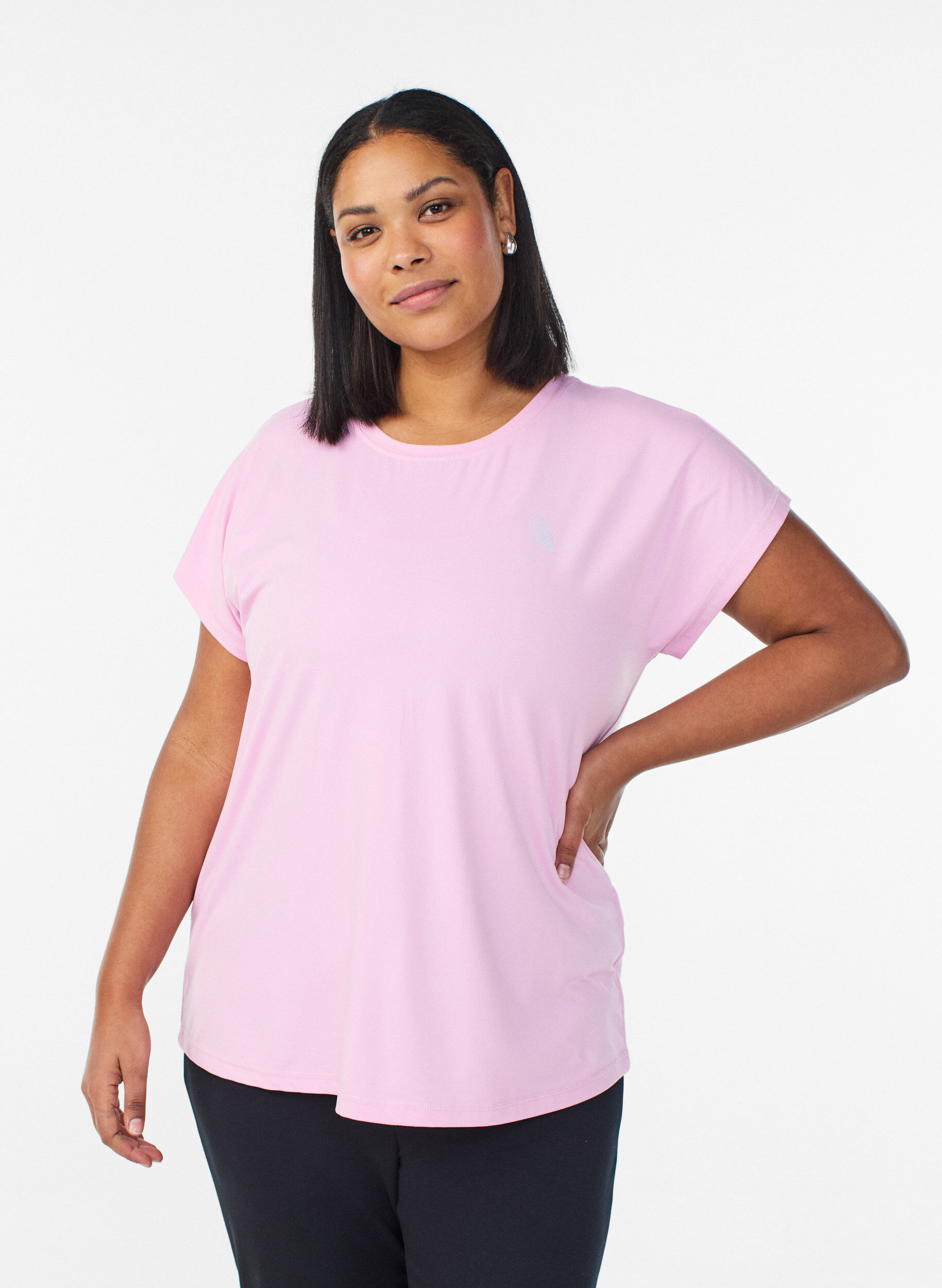 T-shirt de sport couleur unie, Rose, Model