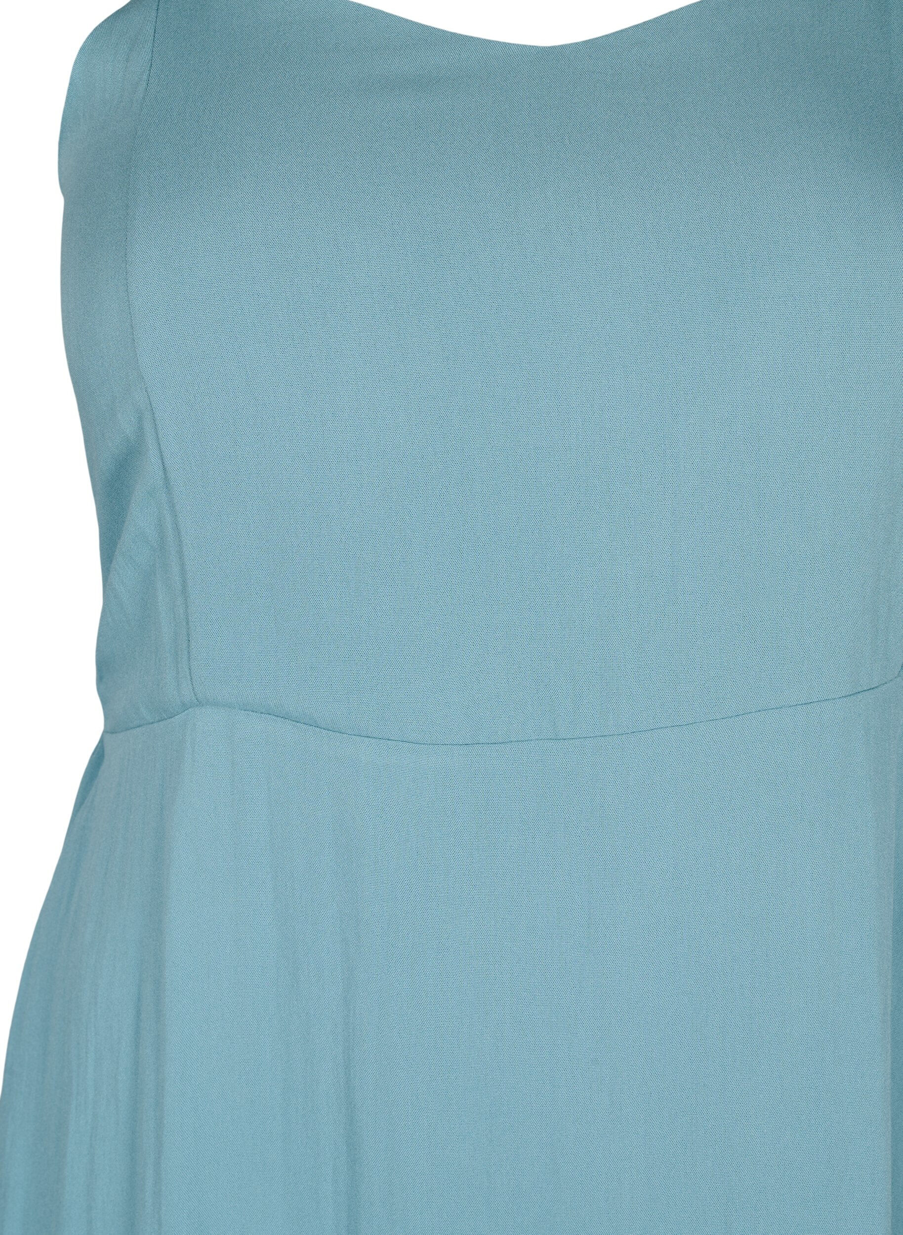 Zizzi Robe &agrave; bretelles en viscose unie avec smockage, Smoke Blue, Packshot image number 2