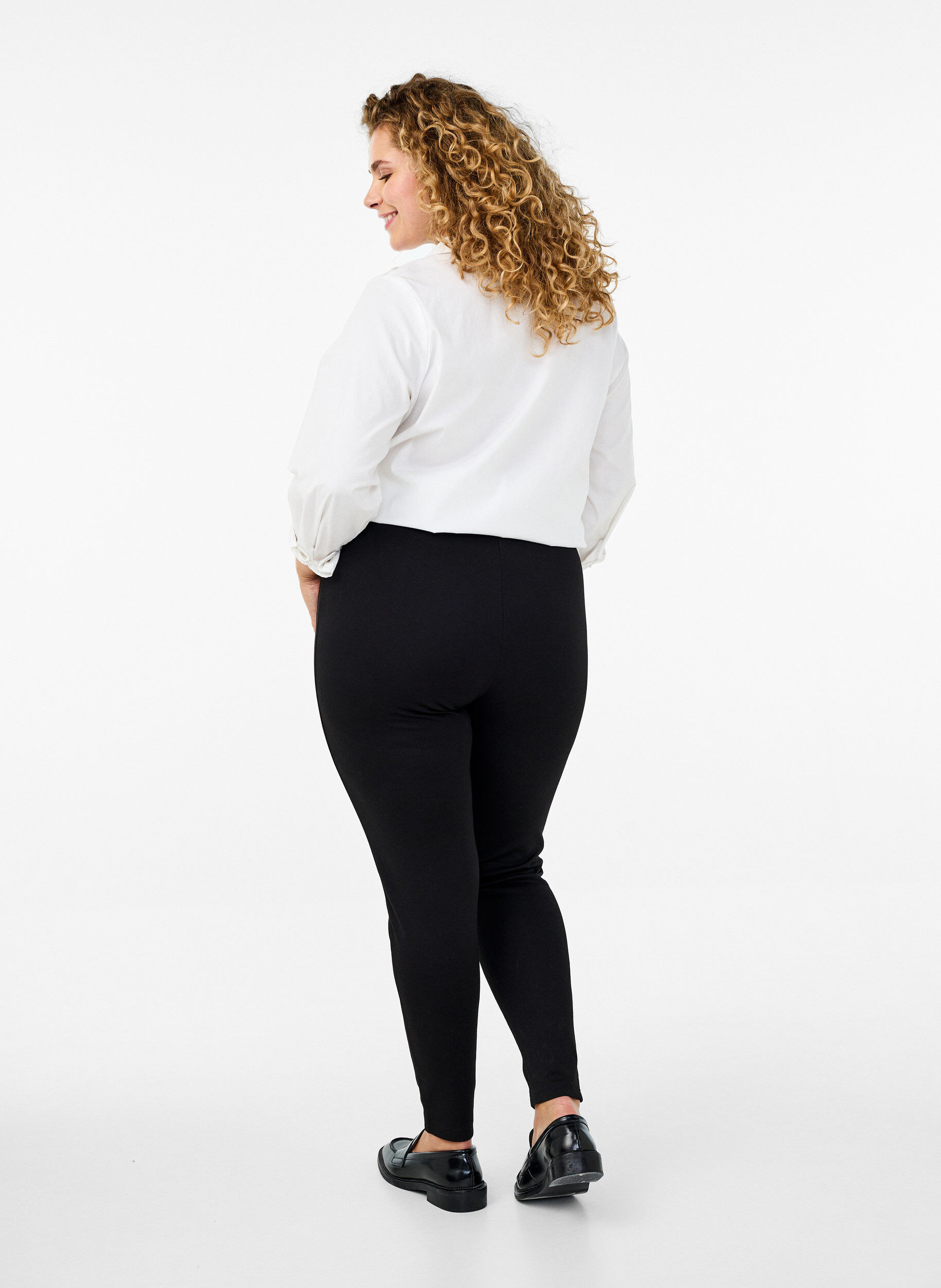 ZizziViscose legging met ritssluiting detail, Zwart, Model image number 2