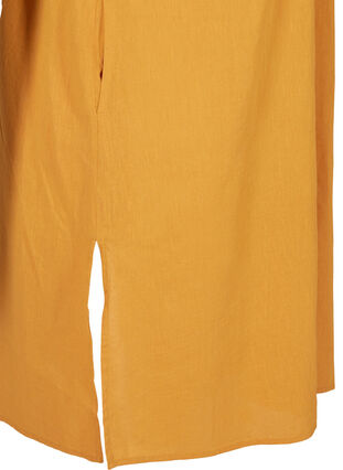 Robe à manches courtes en coton mélangé avec du lin, Honey Mustard, Packshot image number 3