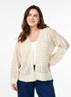 Gebreide cardigan met een opengewerkt patroon en golvende lijnen, Birch w. Simply T., Model image number 0
