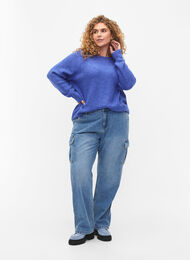 Loszittende jeans met cargozakken, Light blue, Model