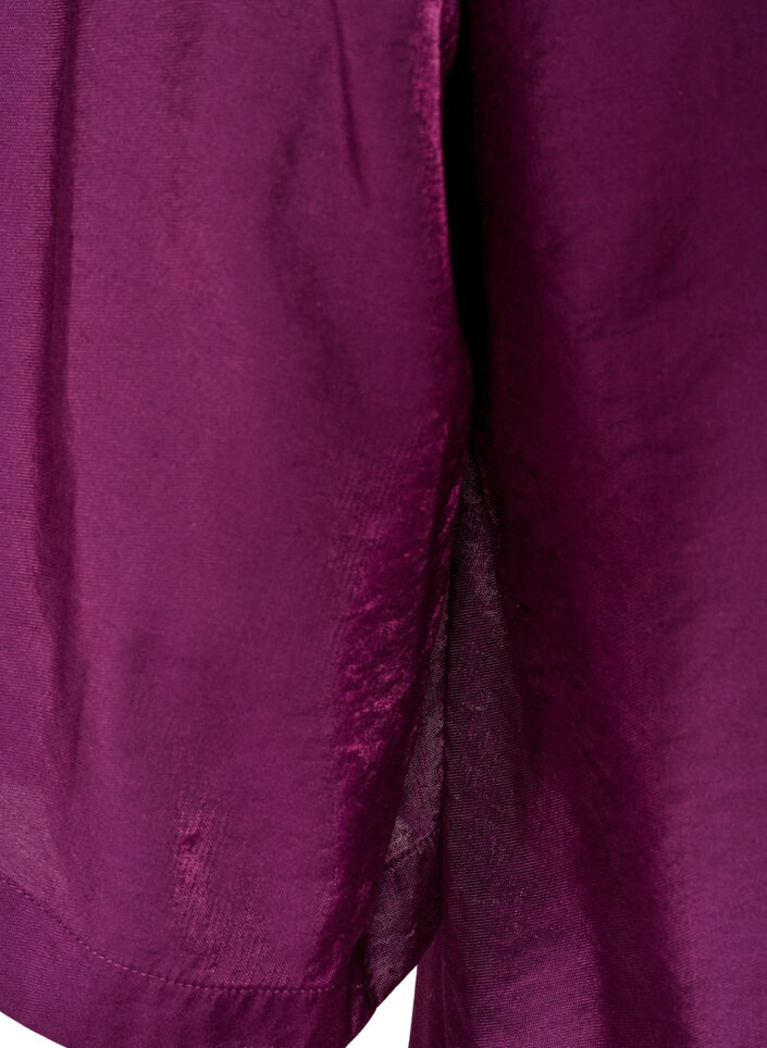 Glanzende tuniek met V-hals en 3/4 mouwen, Paars, Packshot image number 3