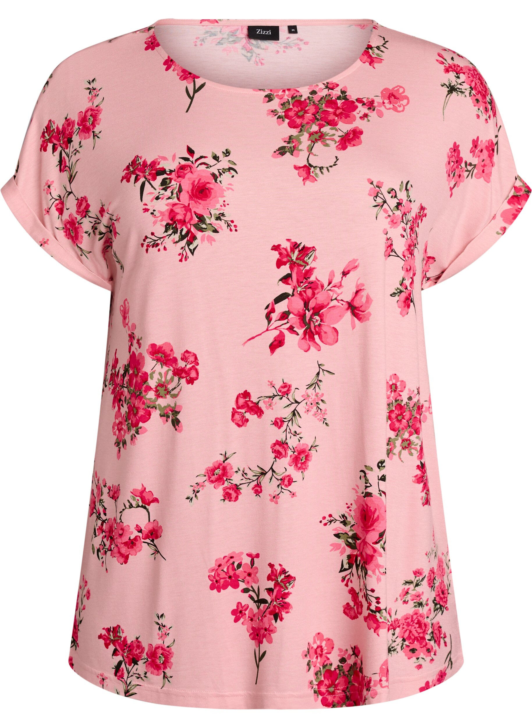Zizzi T-shirt avec imprim&eacute; floral, Rose, Packshot image number 0