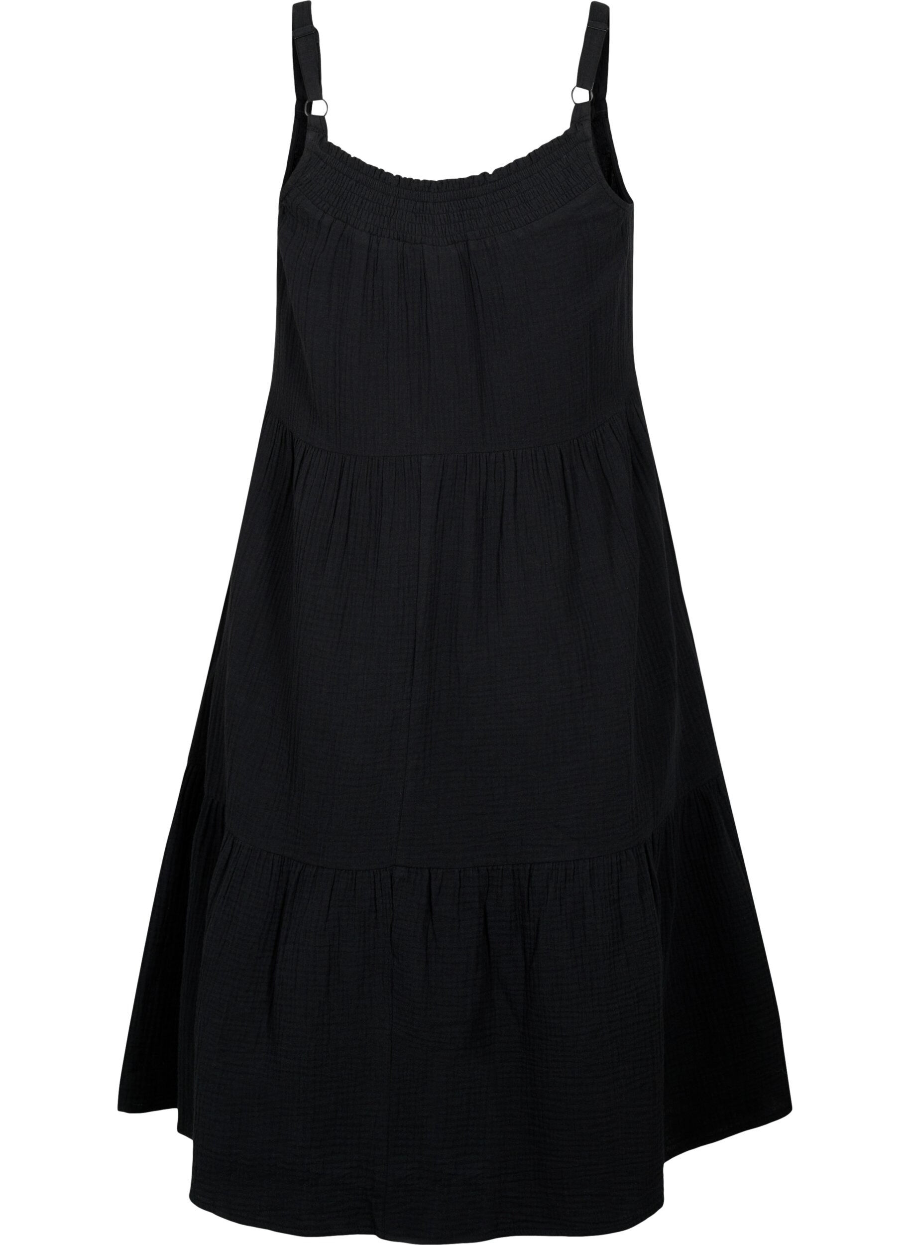 Zizzi Robe en coton uni tie-dye, Black, Packshot image number 1