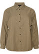 Shirt met klein ruitpatroon en strasstenen, Bruin, Packshot image number 0