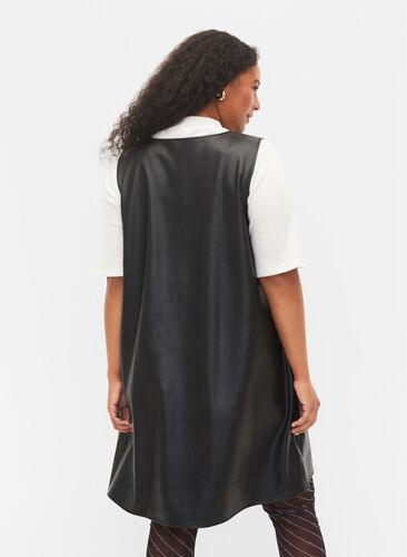 Spencer jurk van imitatieleer, Black, Model image number 1