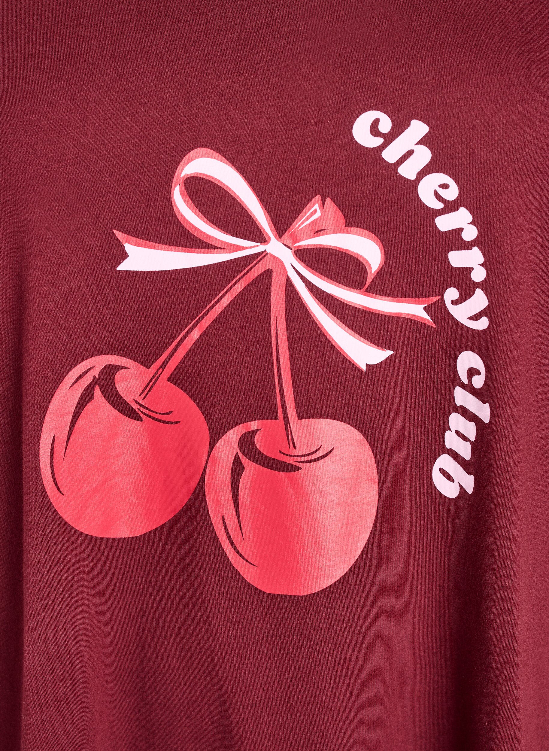 ZizziNachtjapon met korte mouwen van biologisch katoen, Rood, Packshot image number 2