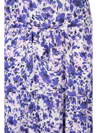 Midi-jurk van viscose met korte mouwen en bloemenprint, Lavender Flower, Packshot image number 3