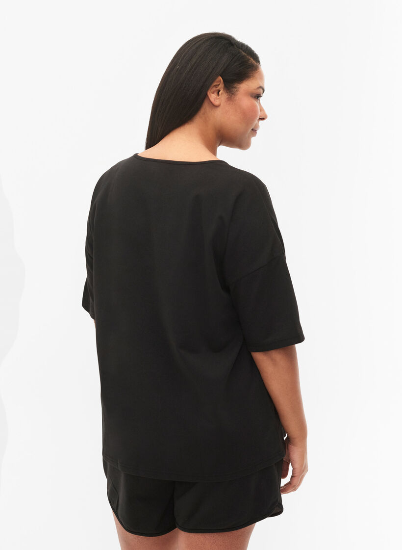 Blouse met 1/2 mouwen, Black, Model image number 1