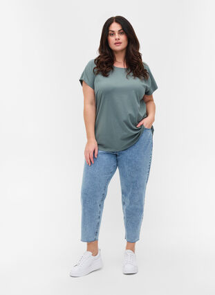T-shirt en coton à rayures, Balsam Green Solid, Model image number 2