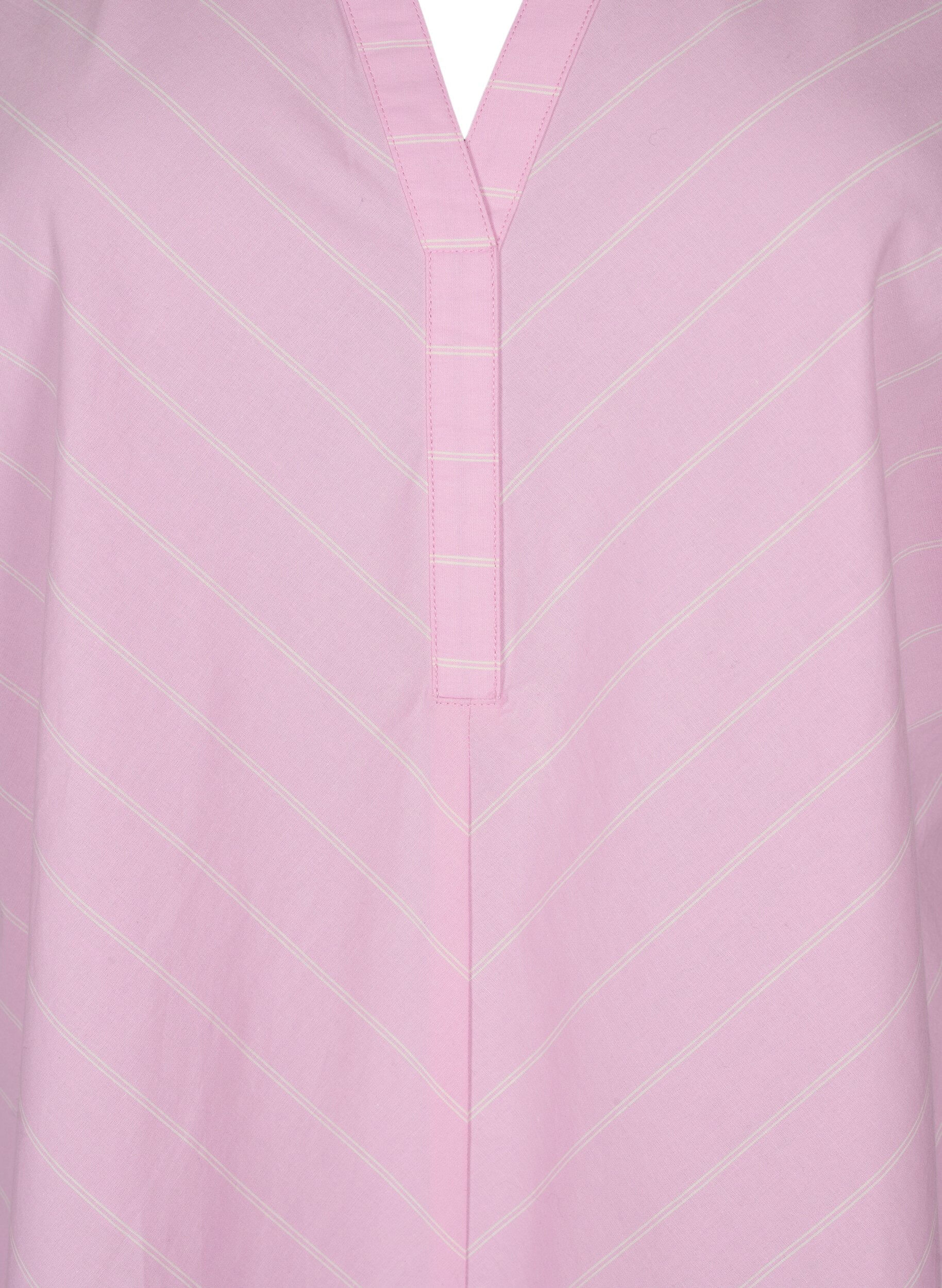 Zizzi Robe ray&eacute;e en coton biologique, Lilac Sachet, Packshot image number 2