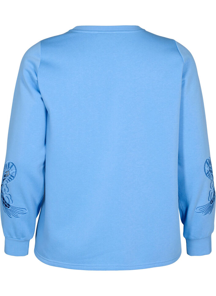 Sweatshirt avec découpes à motifs brodés, Della Robbia Blue, Packshot image number 1
