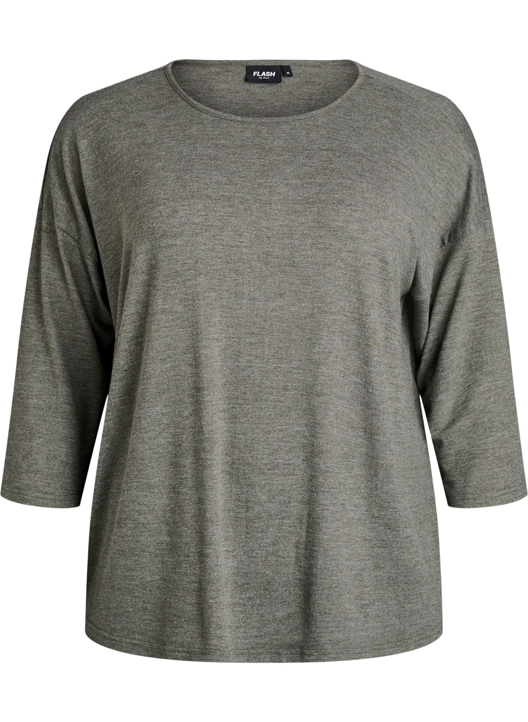 Zizzi Blouse en jersey avec manches 3/4, Vert, Packshot image number 0