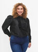 Glanzende shirtblouse met ruches, Black, Model image number 0