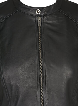 Veste en cuir courte avec fermeture éclair, Black, Packshot image number 2