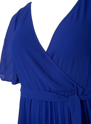 Geplooide midi jurk met korte mouwen, Clematis Blue, Packshot image number 2