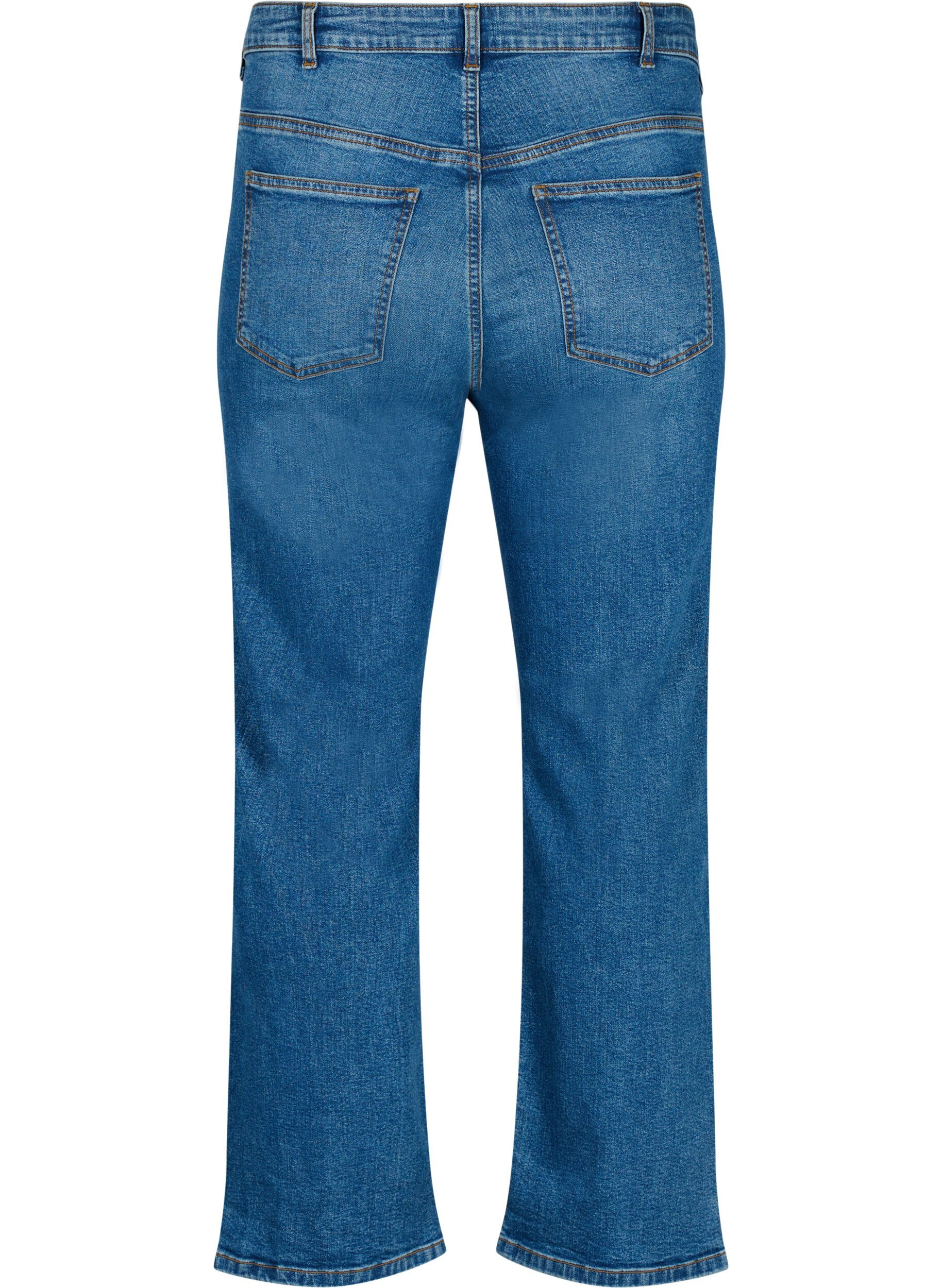 ZizziGemma-jeans met hoge taille en normale pasvorm, Blue denim, Packshot image number 1