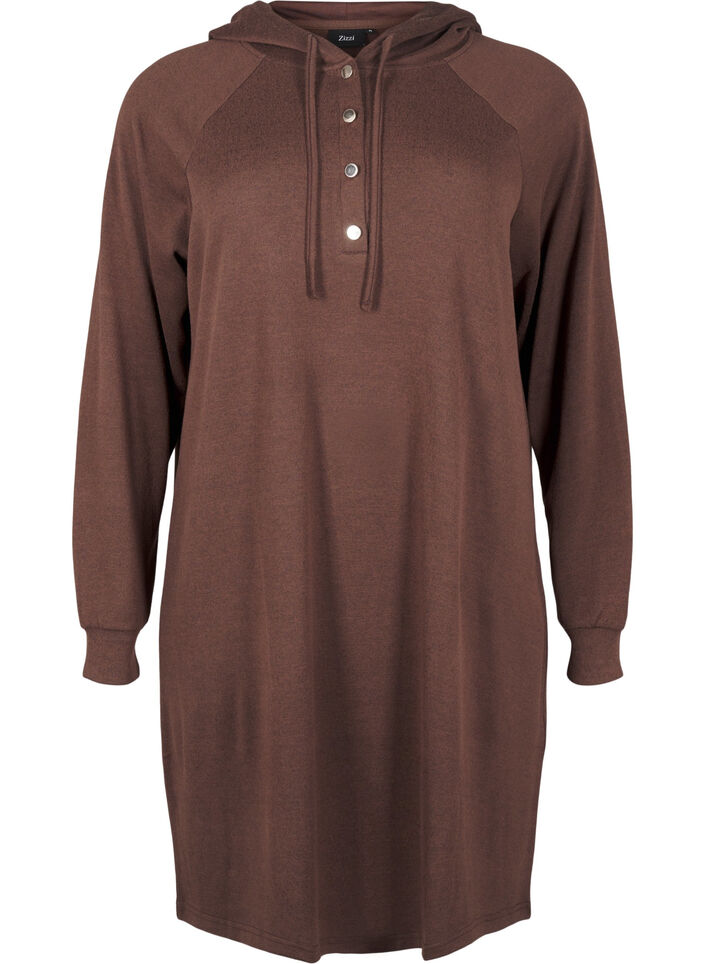 Robe sweat à manches longues avec capuche, Chocolate M. Mél., Packshot image number 0
