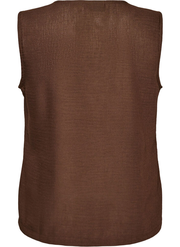 Gilet sans manches avec col en V et boutons, Marron, Packshot image number 1