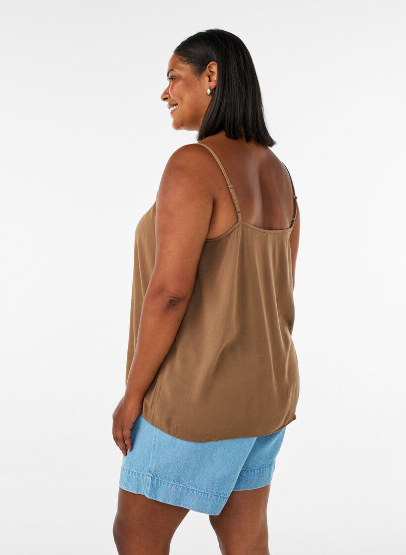 Strap top in viscose, Bruin, Model image number 2