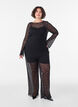 Blouse en dentelle transparente avec manches longues, Noir, Model image number 1