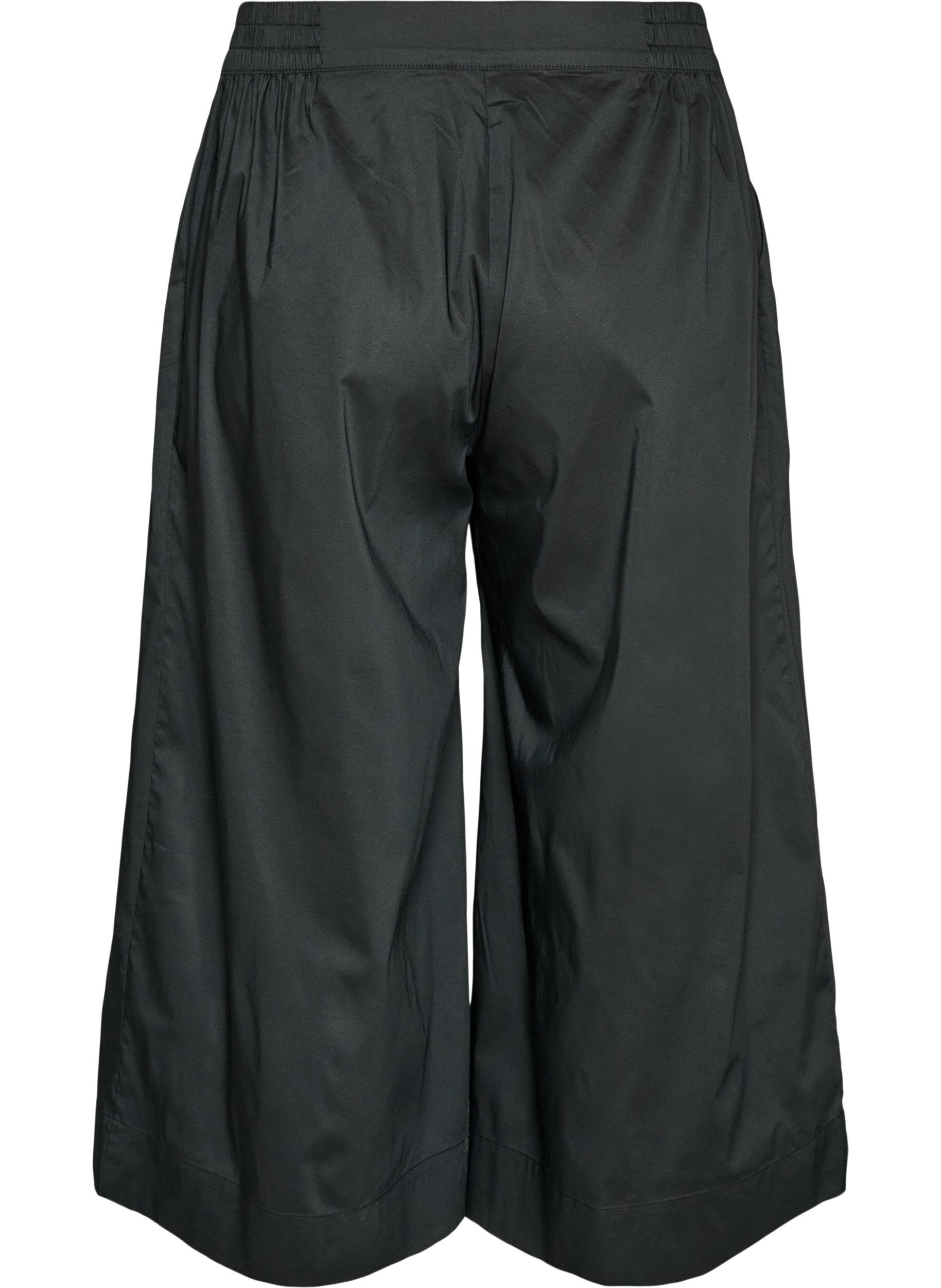 ZizziCulottes met een elastische tailleband en wijde pijpen, Zwart, Packshot image number 1