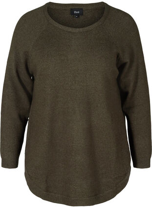 Top en tricot à manches longues avec détails, Forest Night Mel., Packshot image number 0