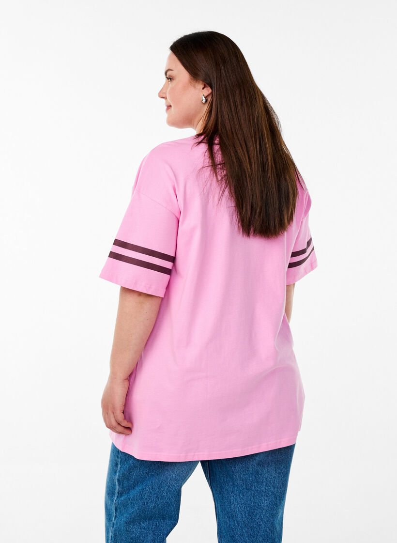 Sportief oversized college T-shirt, Roze, Model image number 2