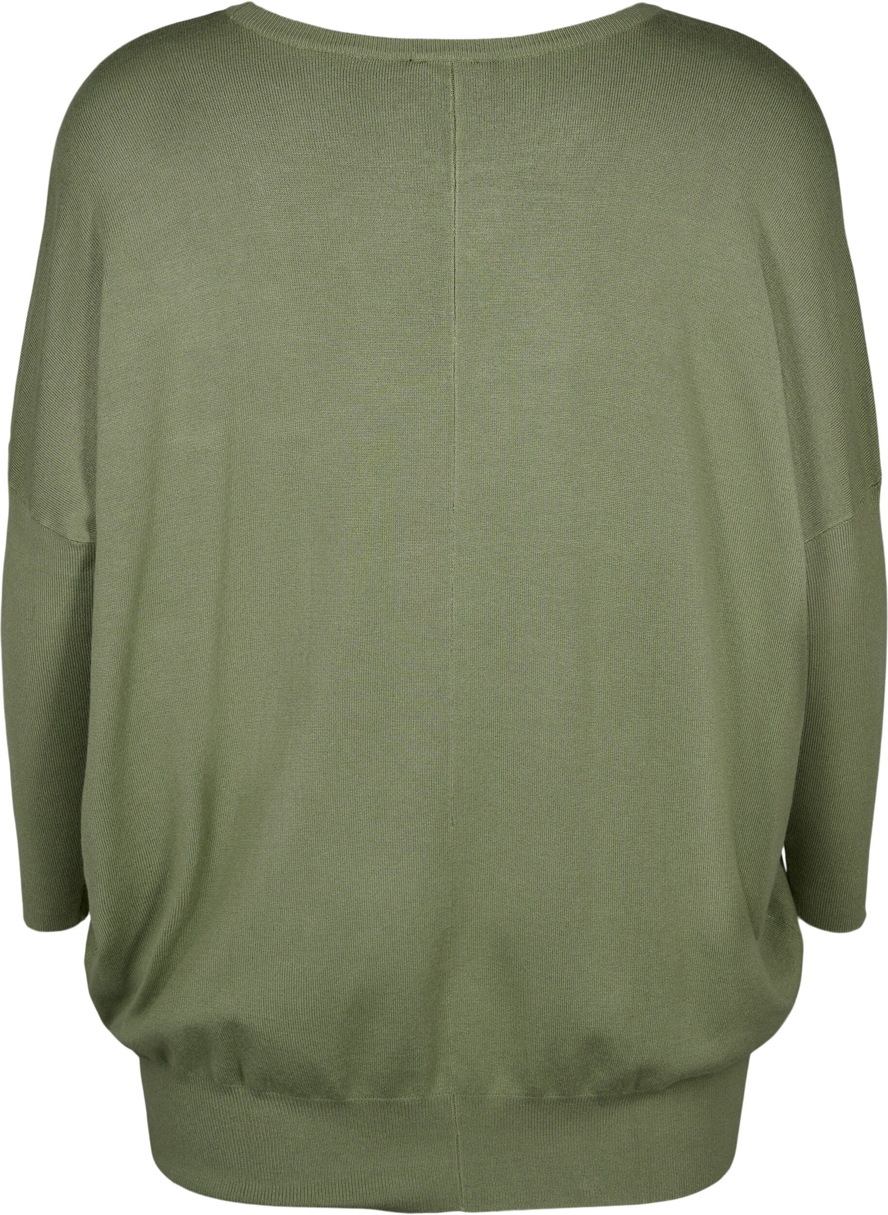 ZizziGebreide tuniek in viscosemix, Oil Green, Packshot image number 1