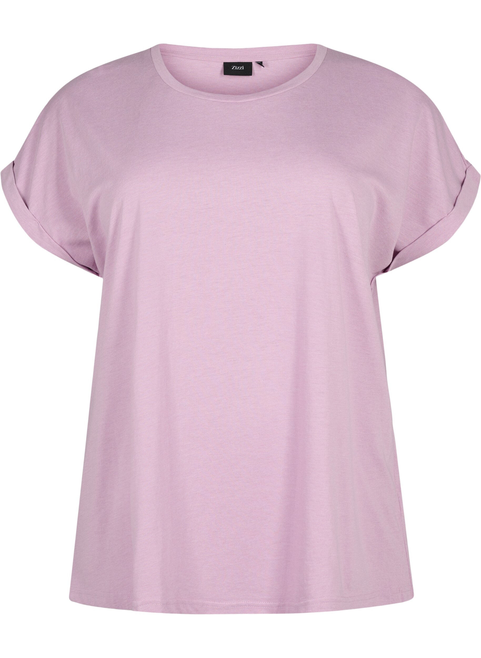 ZizziT-shirt met korte mouwen van katoenmix, Paars, Packshot image number 0