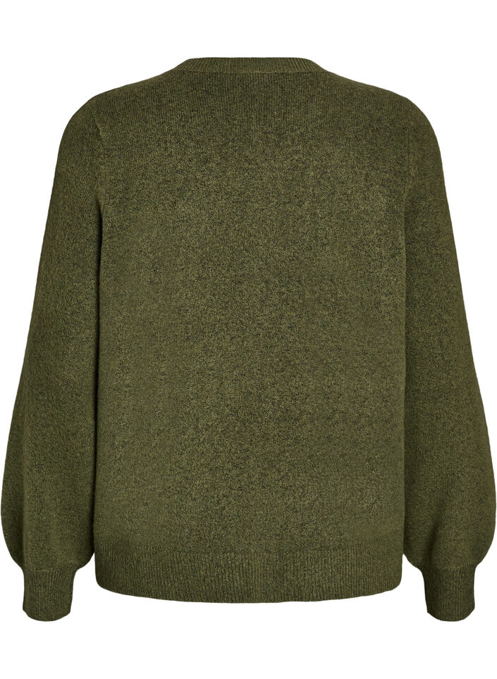 Vest in zacht breisel met goudkleurige knopen, Groen, Packshot image number 1