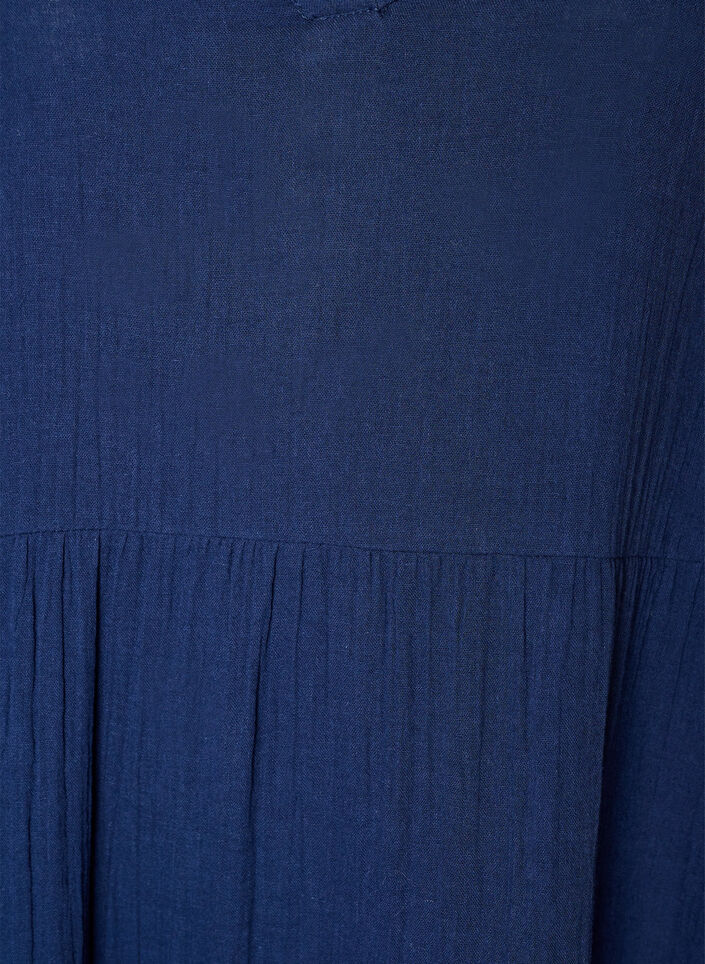 A-lijn midi-jurk in katoenen mousseline, Blauw, Packshot image number 2