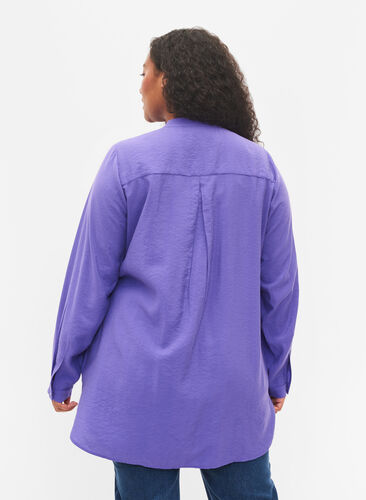 Lange blouse met color-block, Purple Block, Model image number 1