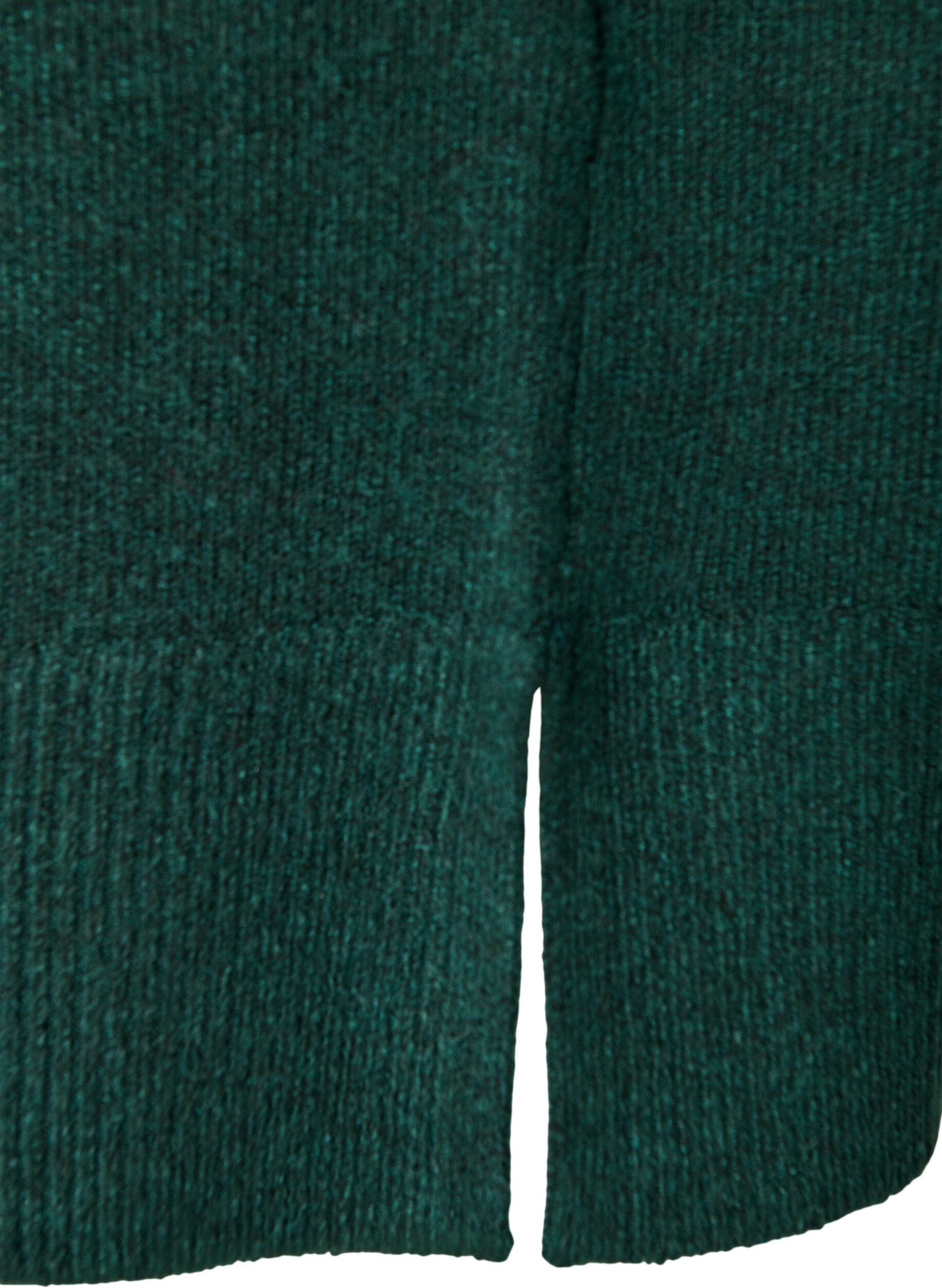 ZizziRobe courte en maille avec ourlet ondul&eacute; et fentes, Vert fonc&eacute;, Packshot image number 3