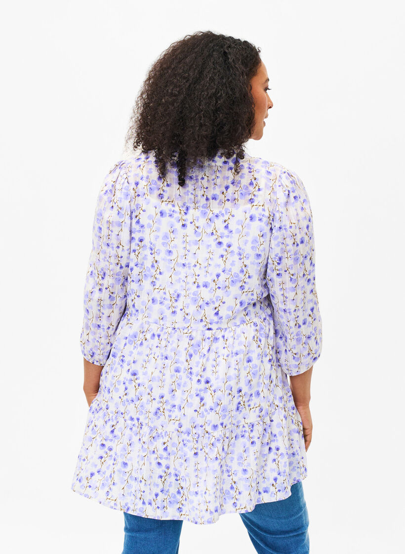 Tuniek met 3/4-mouwen en bloemenprint, Sand Verbena AOP, Model image number 1