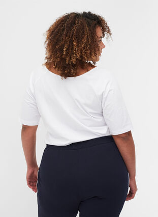 T-shirt en coton à manches 2/4, White, Model image number 1