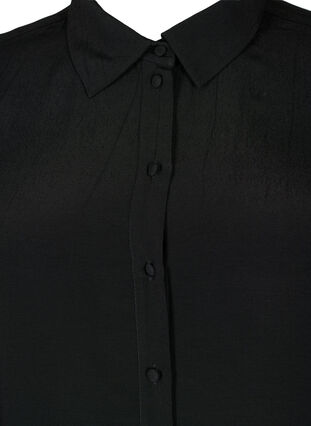 Viscose shirt met 3/4 mouwen en borduurdetails, Black, Packshot image number 2