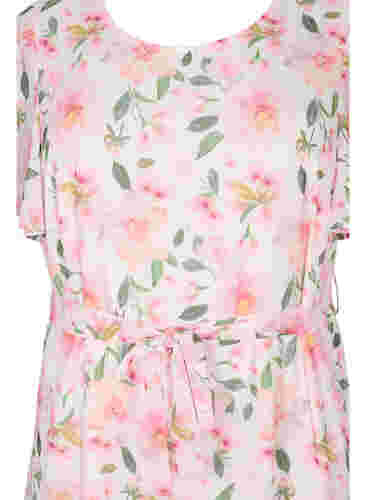 	 Midi-jurk met korte mouwen en bloemenprint, White w. Pink Flower, Packshot image number 2