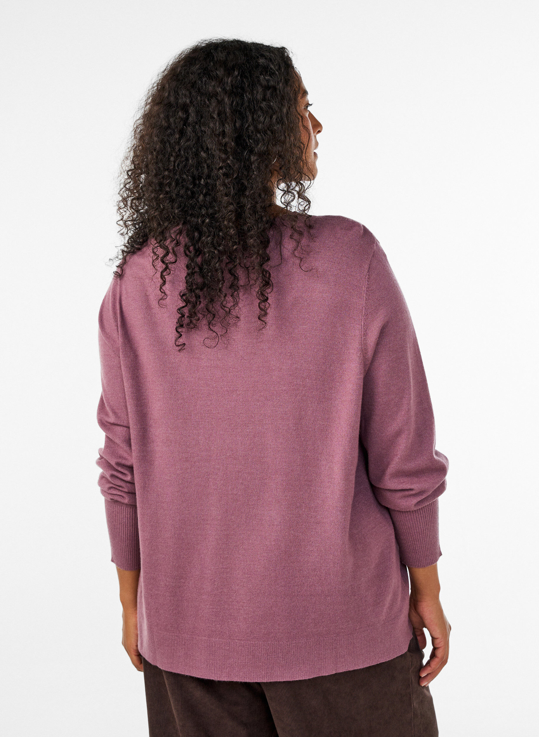 ZizziGebreide blouse met ronde hals, Roze, Model image number 2