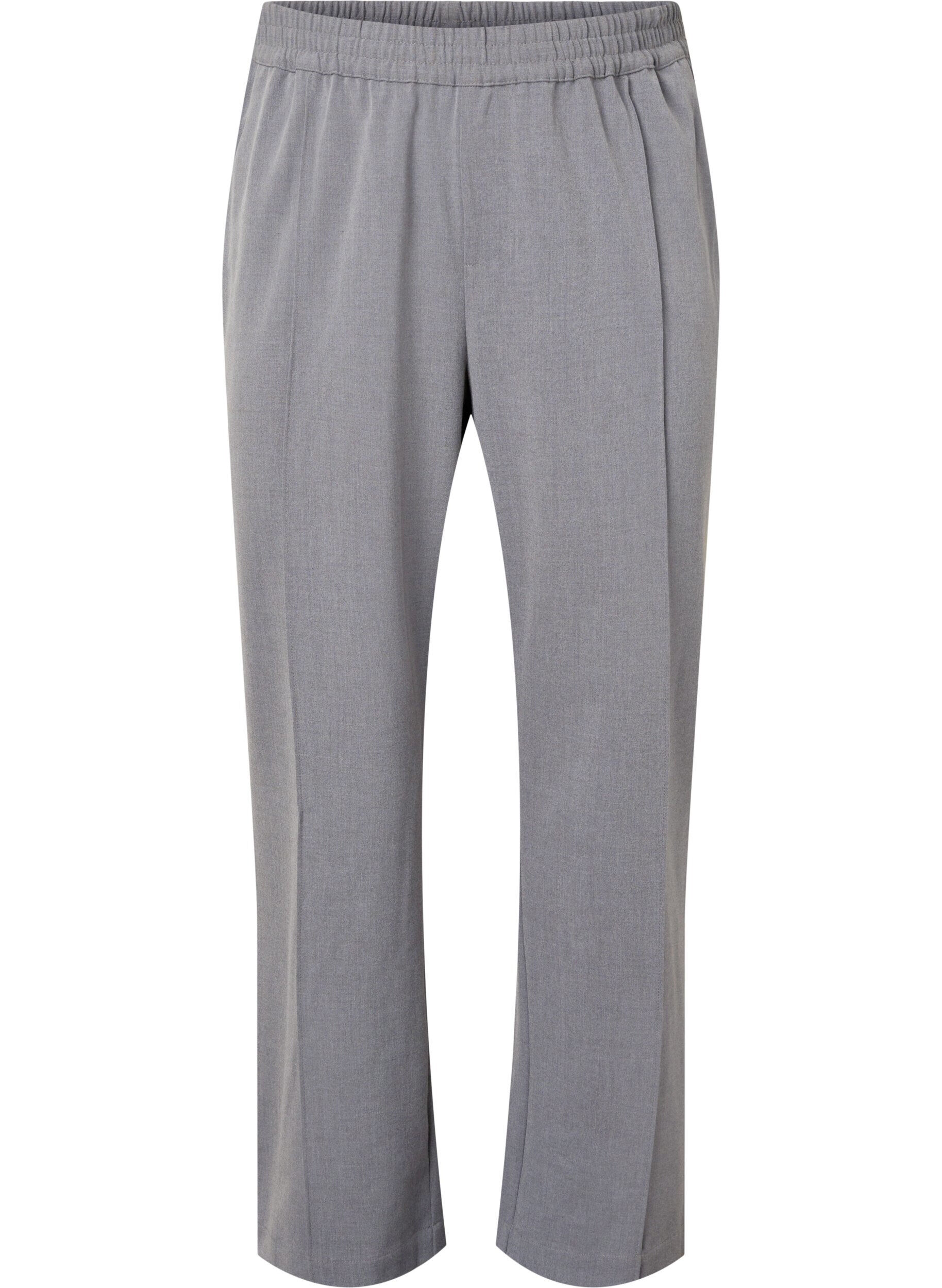 ZizziGrijs gem&ecirc;leerde broek met elastiek in de taille, Medium Grey Melange, Packshot image number 0