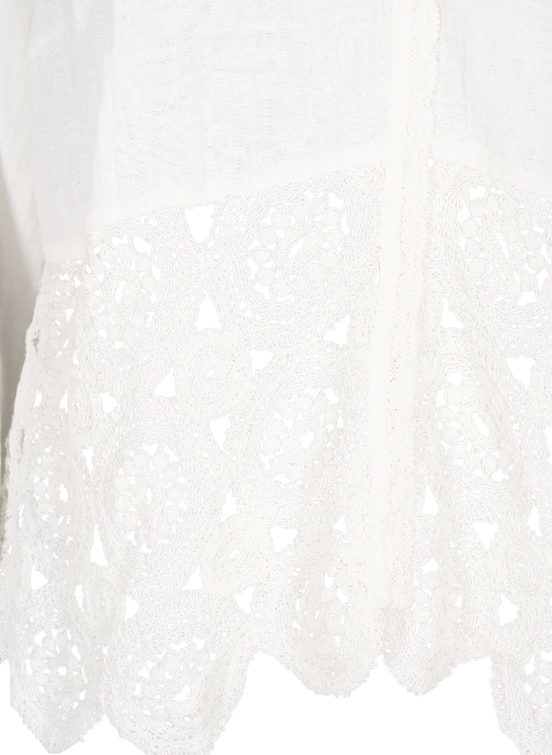 Zizzi Chemise blouse en mousseline de coton avec d&eacute;tails en crochet, Vanille, Packshot image number 2