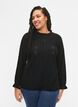Blouse met ruches en ton-sur-ton-patroon, Black, Model image number 0