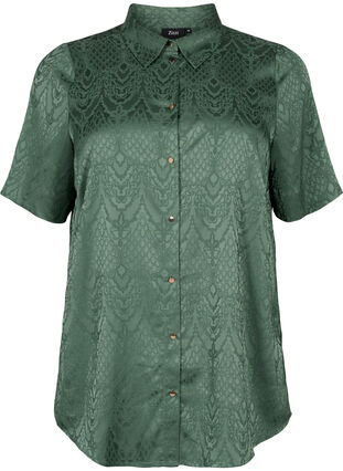 Chemise longue avec motif texturé, Duck Green, Packshot image number 0
